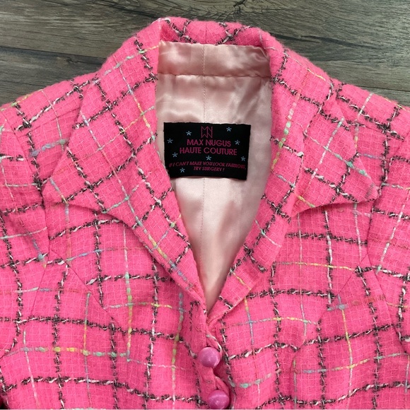 Max Nugus Haute Couture Custom Plaid Tweed Two Piece Skirt Blazer - Picture 6 of 10